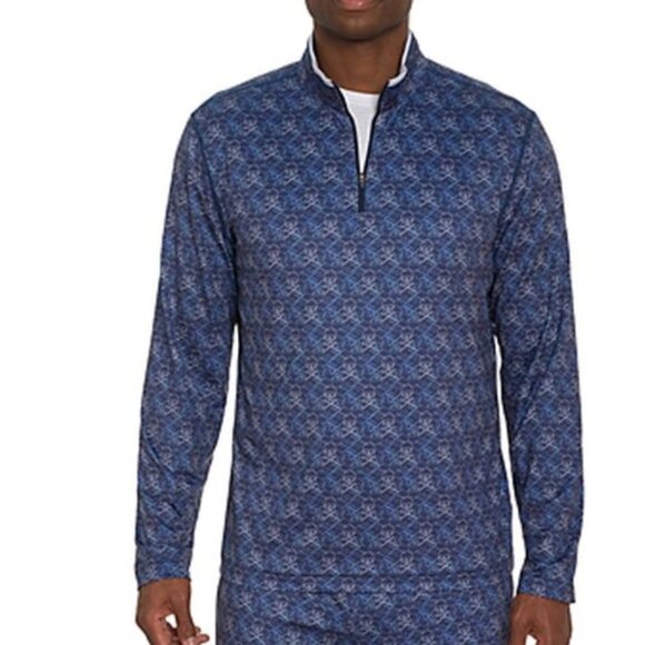 NWT Robert Graham 2XL Iron Skull Navy Classic Fit Golf 1/4 Zip Pullover Top $188 - Picture 7 of 7